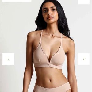 Organic Pima Cotton Gita Bralette by Skin Worldwide sz small black & nude NWOT